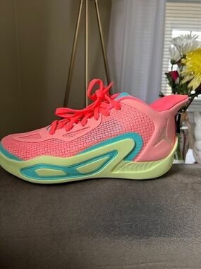 Jordan Kids Neon Pink and Teal Athletic Sneakers